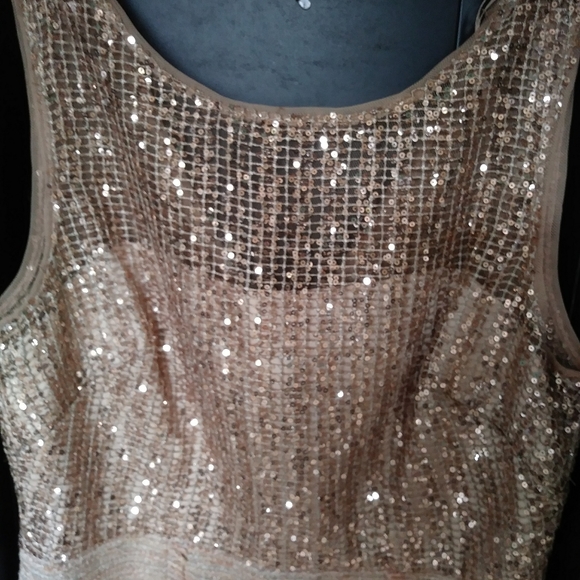 Gold Sequin Cocktail Dress - Picture 2 of 7